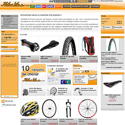 Alibabike la boutique de tous les cyclistes a une interface conviviale